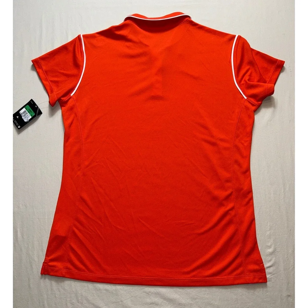 Nike Dri-FIT Womens XL Orange Short Sleeve Golf‎ Polo Shirt White Piping NWT